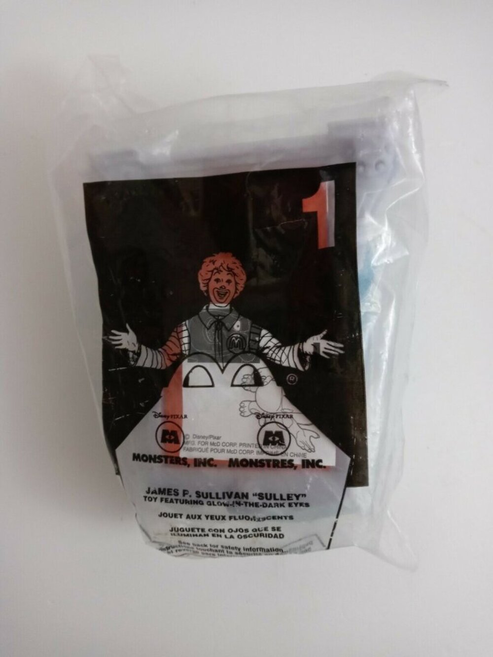 Monsters Inc Disney Pixar McDonalds Happy Meal Toy #1 SULLY NEW 2001 NIP Sealed